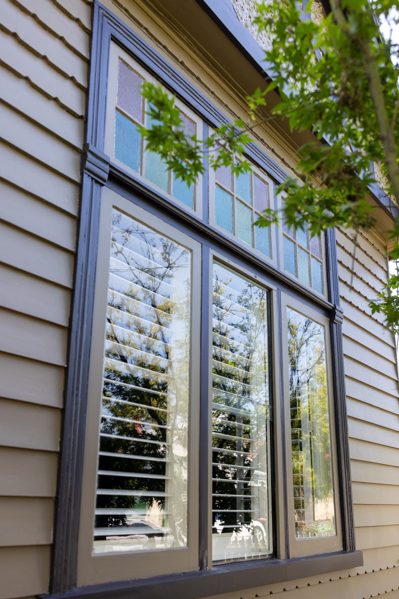 Restored heritage window reinstated in a Clifton Hill renovation