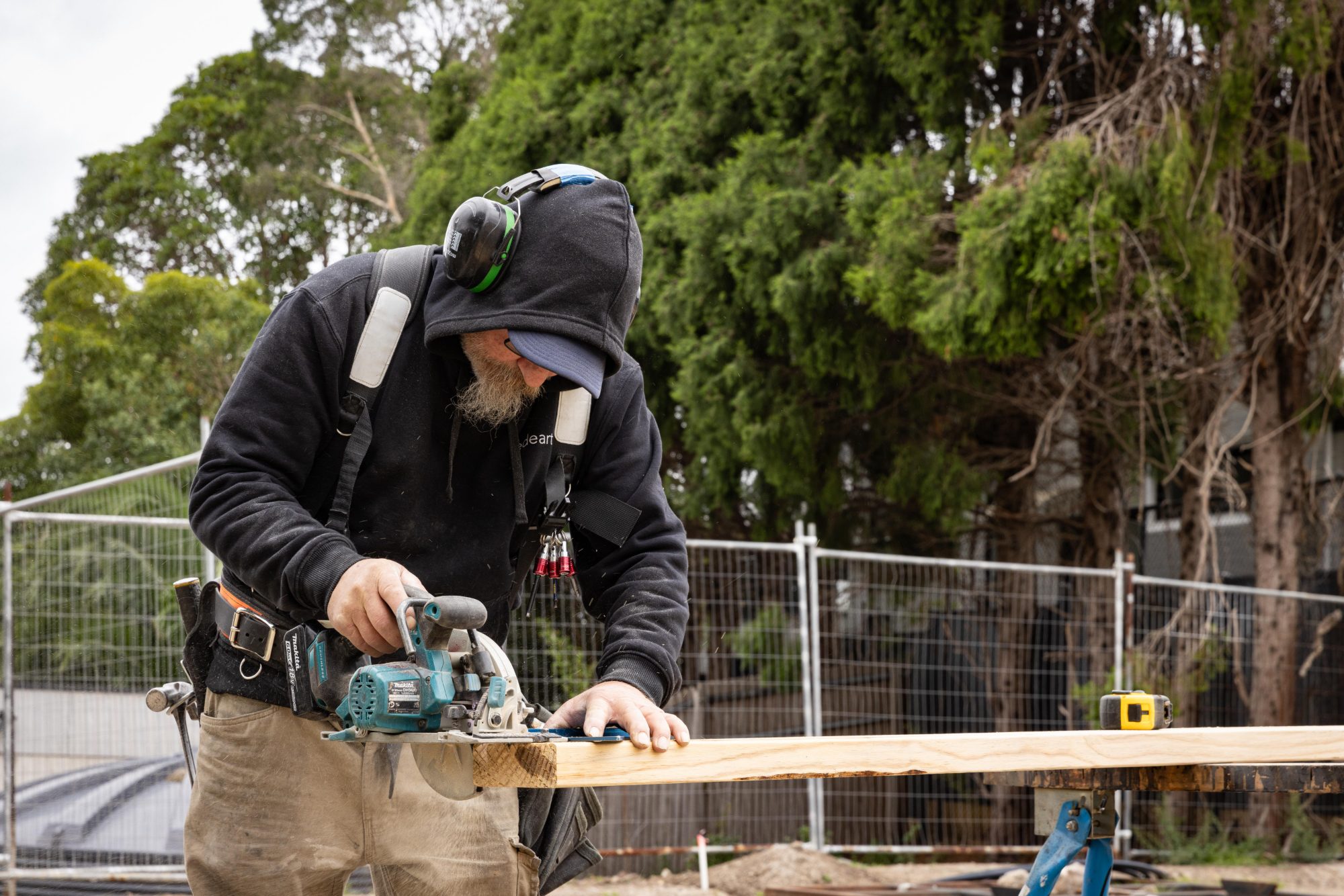 Cutting timber on site