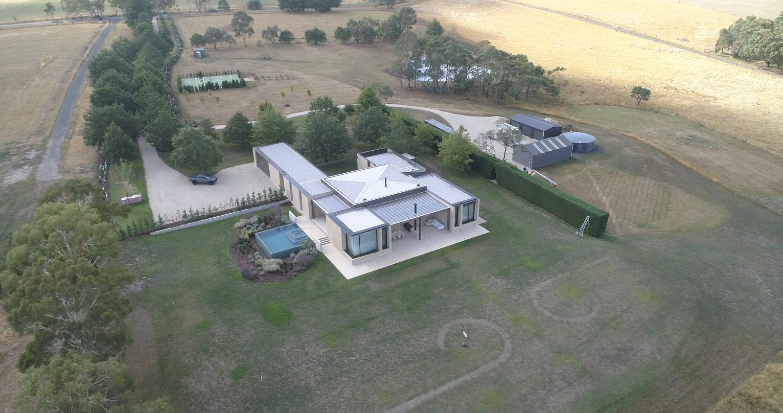 Completed rural house from the air