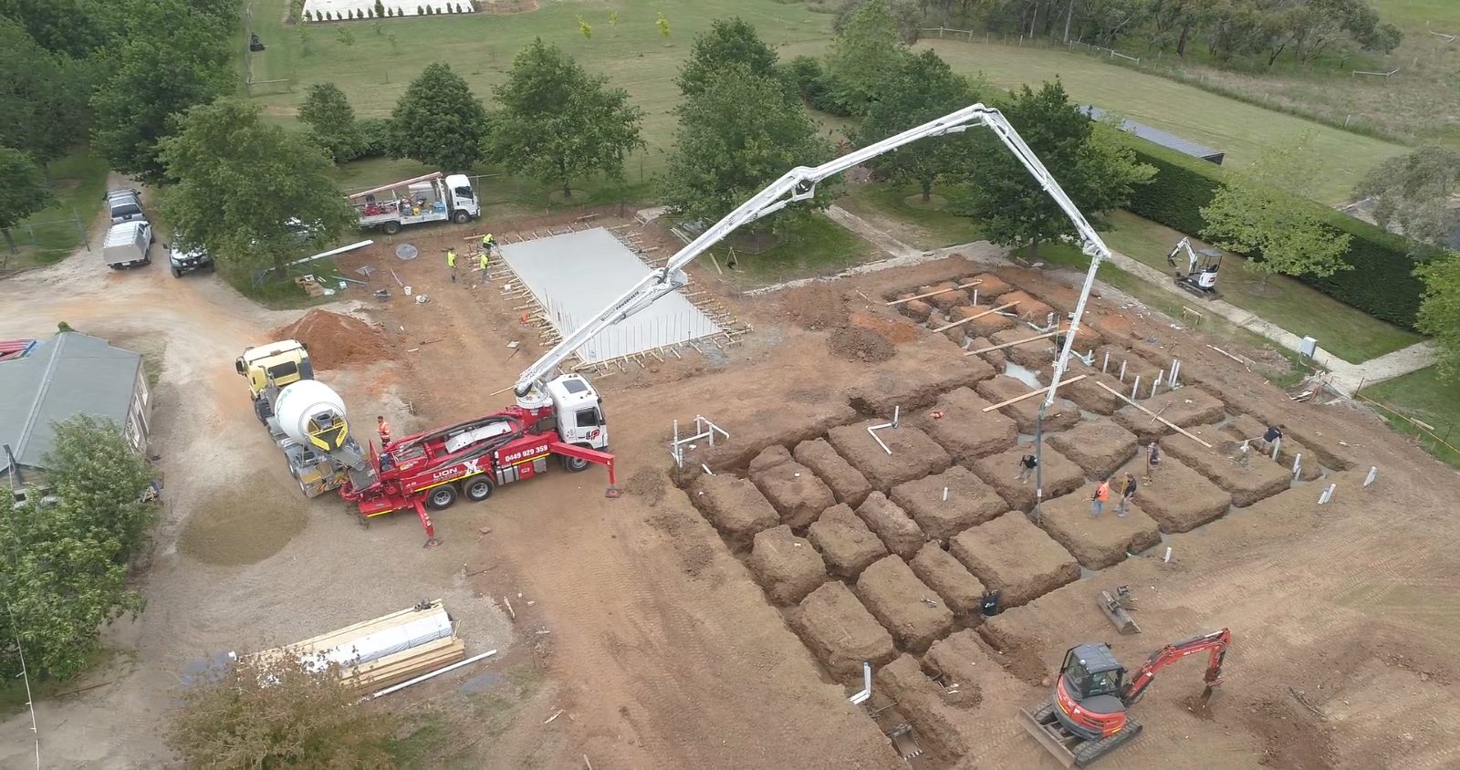Slab pour from the air