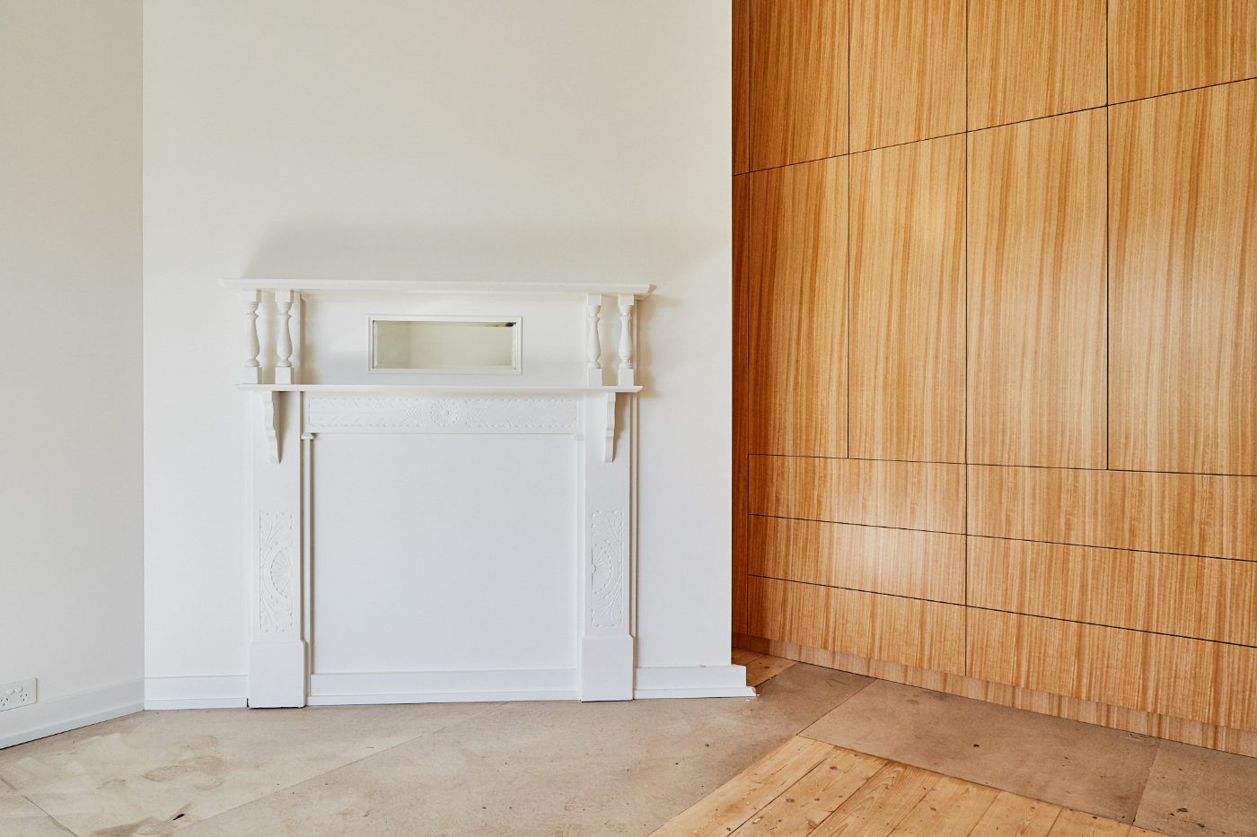 Original fireplace retained in a Northcote interior