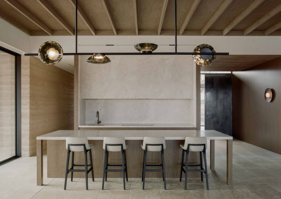 Kitchen under exposed timber in the Macedon Ranges